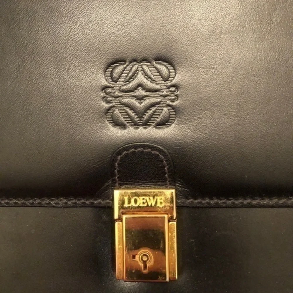 Loewe briefcase black leather made in Spain